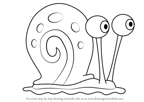 Learn How to Draw Gary the Snail from SpongeBob SquarePants (SpongeBob SquarePants) Step by Step : Drawing Tutorials Gary The Snail From Spongebob, Spongebob Characters Drawings, Gary The Snail, Spongebob Coloring, Spongebob Cartoon, Spongebob Drawings, Art For Kids Hub, Spongebob Painting, Zen Doodle Patterns