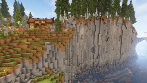 Minecraft Mountain Terraforming, Minecraft Update Ideas, Minecraft Rivendell, Minecraft Custom Terrain, Terraforming Minecraft, Minecraft Cliff, Minecraft Terraforming, Minecraft Terrain, Minecraft Landscape