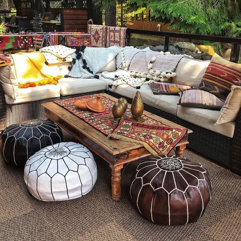 Made From Vegetable Tanned Leather and Natural Materials Moroccan Outdoor, Floor Seating Living Room, Ottoman Round, Moroccan Pouffe, Pouf Footstool, Easy Stuffing, Moroccan Leather Pouf, Moroccan Leather, Moroccan Pouf