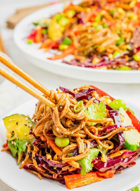 Soba Peanut Noodles, Peanut Soba Noodle Recipe, Thai Soba Noodle Salad, Soba Noodle Salad With Peanut Dressing, Soba Noodle Recipe Vegetarian, Peanut Butter Soba Noodles, Asian Noodle Salad Dressing, Soba Noodle Salad Recipe, Buckwheat Noodle Recipes