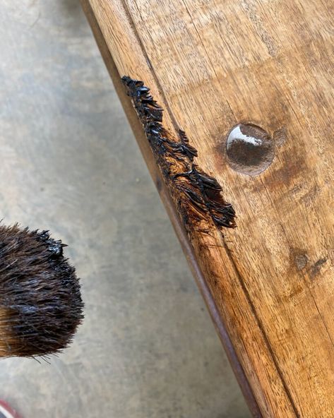 Use a combination of clear, dark, and black Annie Sloan wax to create a gorgeous finish on a coffee table. Brown Wax On Furniture, Finishing Wax For Wood, Wood Wax Finish Diy, Black Stain Coffee Table, Behr Wax Decorative Finish Dark Antique, Dark Wax Over Stained Wood, Wax Stains On Wood, Black Wax Over Stained Wood, Dark Wax On Raw Wood