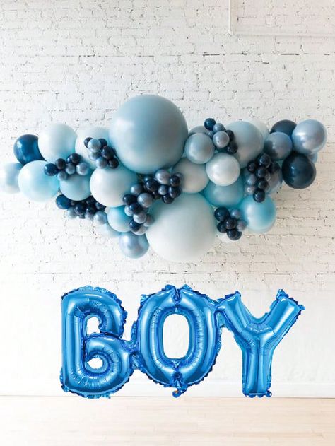 1pc Small Boy Alphabet Letters Balloons Foil Balloons Mylar Balloons For Party Decoration (Blue Baby Boy)I discovered amazing products on SHEIN.com, come check them out! Yay Balloons, Baby Boy Balloons, Its A Boy Balloons, Sweets Table, Giant Balloons, Blue Palette, Small Boy, Family Decor, Balloon Columns