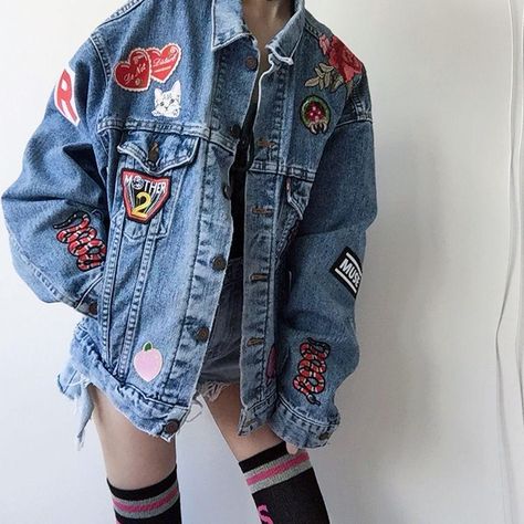 Stagecoach 2024, Patched Jean Jacket, Jean Jacket With Patches, Patch Jean Jacket, Patched Denim Jacket, Reworked Clothes, Jacket With Patches, Jeans Patch, Jaket Denim