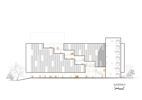 Facade System Architecture, Architecture School Building, School Of Architecture Design, School Architecture Facade, School Architecture Concept, Art School Architecture, School Architecture Plan, University Building Architecture, Architecture Elevation Drawing