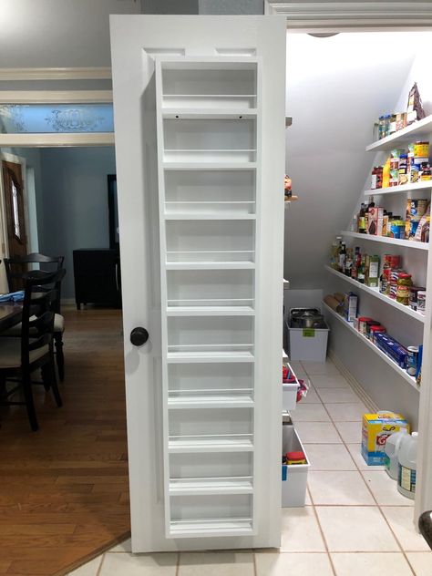 Pantry Makeover - Downsizing Part 4 - Herding Cats Here Open Shelving In The Kitchen Pantry, Stair Closet Pantry, Pantry Below Staircase, Under Stairs Pantry Design, Understair Pantry Organization, Pantry Organization Under Stairs, Pantry Under Stairs Small, Closet Design Layout Narrow, Under Stairs Kitchen Pantry