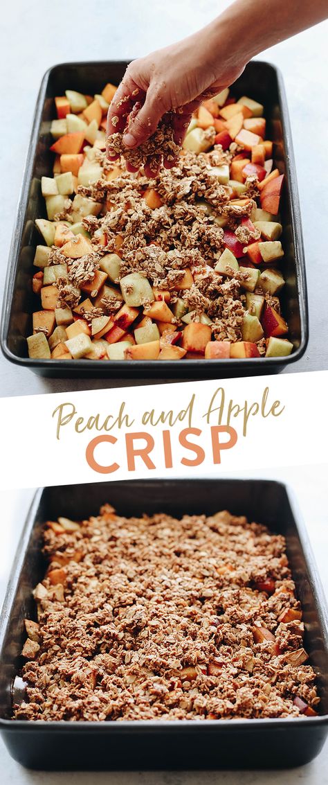 Peach And Apple, Peach Crisp Recipe, Healthy Apple Crisp, Gluten Free Apple Crisp, Bbq Desserts, Peach Crumble, Apple Crisp Easy, Peach Crisp, Peach Desserts