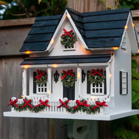 Home Bazaar Holiday Offering Holiday House with LED Lights 15 in x 13 in x 8 inBirdhouse & Reviews | Wayfair Holiday Birdhouses, Kaktus Dan Sukulen, Large Bird Houses, Wooden Bird Houses, Bird Houses Painted, Christmas Village Houses, Decorative Bird Houses, Glitter Houses, Putz Houses