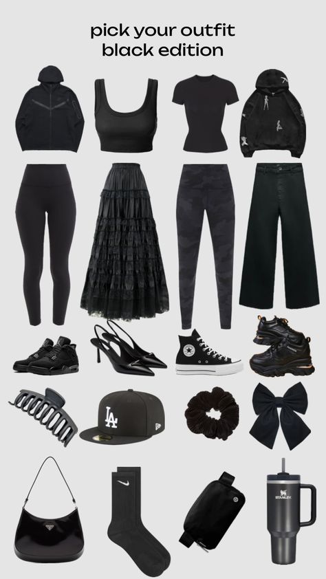 #black #pickyouroutfit #blackedition #thisorthat #color #preppy #emo #vibes Nail Designs Emo, Preppy Emo, Emo Outfit, Studera Motivation, Snowboarding Style, Cute Nail, Casual Preppy Outfits, Shein Outfits, Trendy Outfits For Teens