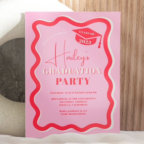 Graduation Open House Invitations, Open House Party, Pink Graduation Party, Grad Party Invitations, Graduation Invitations High School, Graduation Templates, Grad Announcements, Grad Party Decorations, Graduation Design