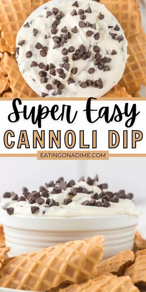 Easy Cannoli Dip Recipe - Eating on a Dime Easy Cannoli Dip, Easy Cannoli, Pepperoni Dip, Cannoli Dip, Makanan Italia, Dip Easy, Fest Mad, Cheesecake Dip, Sweet Dips