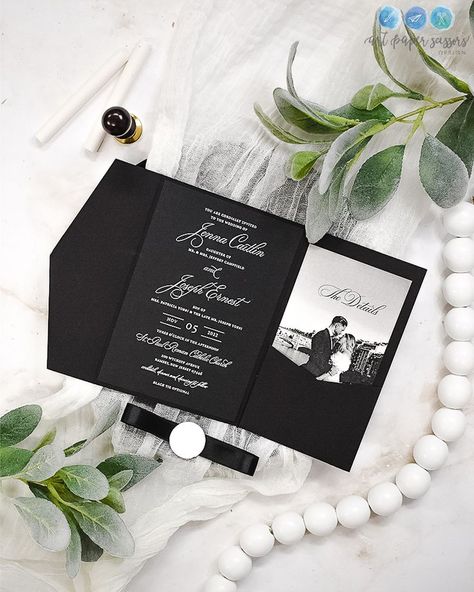 Matte Black Wedding, Book Themed Wedding Invitations, White Wax Seal, Black Tie Wedding Invitations, Black And White Wedding Theme, White Wedding Theme, Black And White Wedding Invitations, Fairy Tale Wedding Dress, White Wedding Invitations