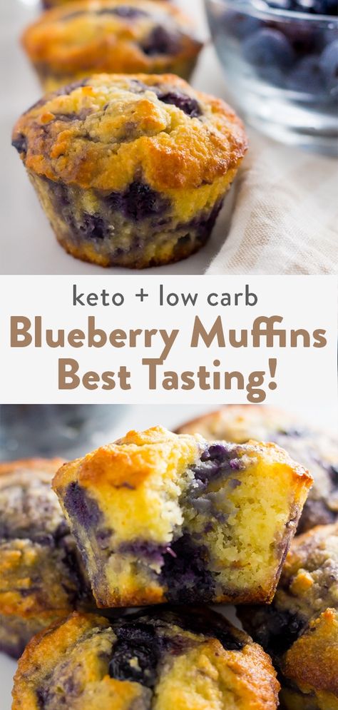 The best keto blueberry muffins you've ever tasted. Taste just like junk food blueberry muffins but easy to make, healthy and super low carb with almond and coconut flour. Sweetened with a touch of stevia and real blueberries in every bite. Low Carb Blueberry Muffins, Low Carb Muffin Recipes, Keto Blueberry Muffins, Keto Blueberry, Low Fat Low Carb, Low Carb Low Fat Recipes, Low Carb Muffins, No Carb Recipes, Low Carb Low Sugar