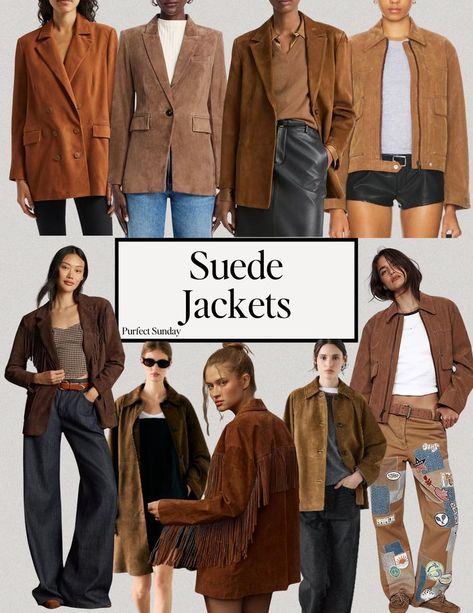 I searched the internet for the seasons best suede jackets so you don't have to! ... Suede jacket outfit, suede blazer, suede trench coat, suede jackets for women, suede jacket outfit 2024, suede jacket street style, suede jacket aesthetic, suede jacket fall 2024, suede jacket 2024, suede jacket outfit fall, suede blazer outfit, suede blazer outfit women, suede blazer women. Brown Suede Fringe Jacket Outfit, Camel Suede Jacket Outfits, Suede Blazer Outfit Women, Suede Jacket Outfit 2024, Beige Suede Jacket Outfit, Oversized Moto Jacket Outfit, Suede Trench Coat Outfits, Suede Coat Outfit, Tan Suede Jacket Outfit