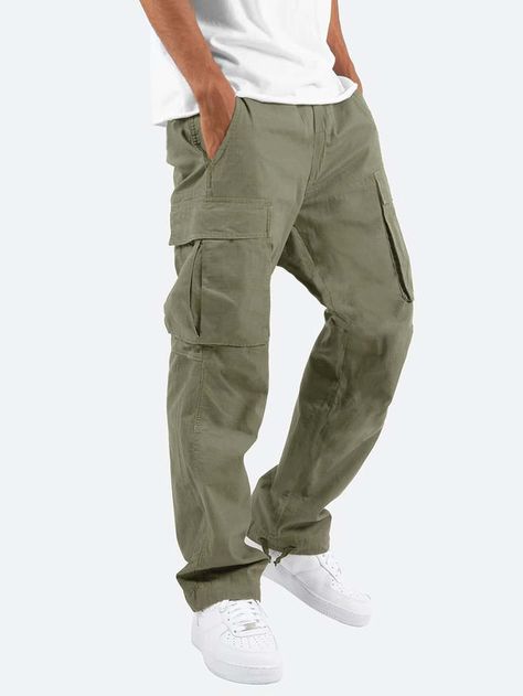 Celana Kargo, Mens Work Pants, Youth Clothing, Mens Workwear, Green Cargo, Work Trousers, Outdoor Pants, Mens Cargo, Long Trousers