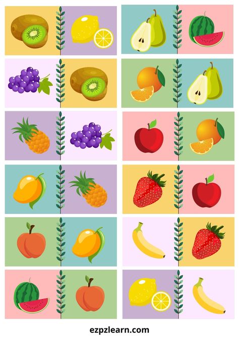 Fruit For Kids, Thema Fruit, Game Fruit, Dominoes Game, Easter Templates, Fruits For Kids, Domino Games, Fruit Picture, Esl Teachers