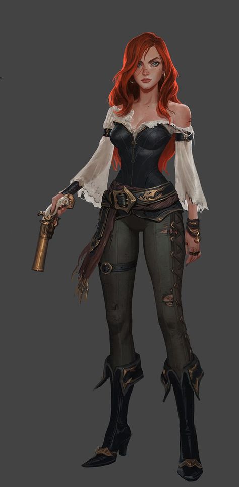 Steampunk Pirate, Warrior Outfit, Shock And Awe, Miss Fortune, Pirate Art, Port City, Fantasy Dresses, Female Character Design, Costume Outfits