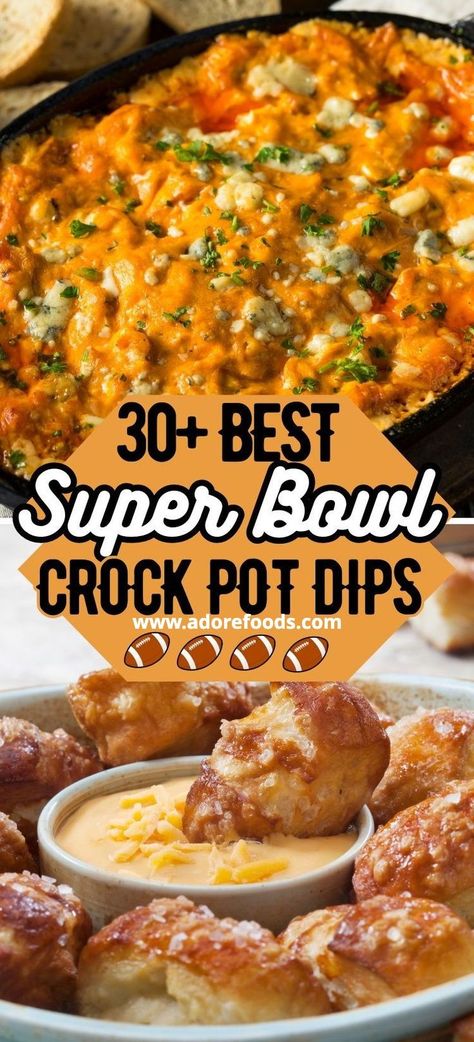 Let's tackle the real issue at hand – is the Super Bowl really about football or is it about the delicious food? We argue that the star player of any Super Bowl party is the slow cooker dip. Tasty, easy to make ahead of time, and versatile, it's the unsung hero of the snack table. Could this mean that the secret to a memorable Super Bowl party lies not in the game, but in the crock pot? Sloppy Joe Recipes, Super Bowl Dessert, Superbowl Food Appetizers, Dip Recipes Crockpot, Slow Cooker Dips, Super Bowl Dips, Easy Super Bowl, Canning Refried Beans, Crock Pot Dips