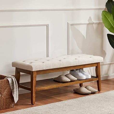 Amazon.com: HUIMO Entryway Shoe Bench, End of Bed Bench,Upholstered Button-Tufted Bench for Kitchen, Fabric Ottoman Bench for Living Room, Padded Bench with Solid Wood Shelf Beige : Home & Kitchen End Of Bed Bench With Storage, End Bed Bench, Entryway Ottoman, Bench For End Of Bed, Bench End Of Bed, Bench For Living Room, Shoe Bench Entryway, Upholstered Dining Bench, Padded Bench