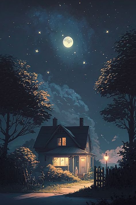 Aesthetic Essence-Wallpapers & Backdrops Night House, House Wallpaper, Amoled Wallpapers, Best Nature Wallpapers, Canvas Landscape, Scenery Background, Night Landscape, Night View, Cool Wallpapers Art