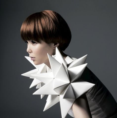 MEG to release new album, “WEAR I AM” Wearable Architecture, Structured Fashion, Origami Tattoo, Origami Architecture, Shoulder Piece, Origami Fashion, Sculptural Fashion, Geometric Fashion, Geometric Architecture