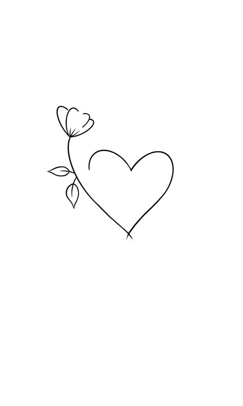 Heart Into Flower Tattoo, Heart Flower Tattoo Design, Lily Heart Tattoo, Fineline Heart Tattoo, Heart And Flower Tattoo, Flower Heart Tattoo, Herz Tattoo Klein, Heart Flower Tattoo, Simple Heart Tattoos