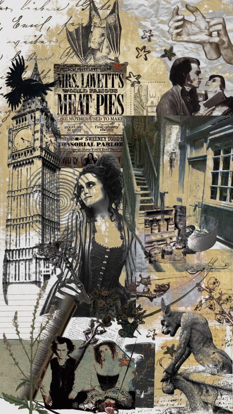 #sweeneytodd #moviecollage Sweeney Todd Background, Sweeney Todd Wallpaper Iphone, Sweeny Todd Wallpapers, Sweeney Todd Aesthetic Wallpaper, Sweeney Todd Wallpaper, Sweeney Todd Aesthetic, Fall Movies, Movie Collage, The Legend Of Sleepy Hollow