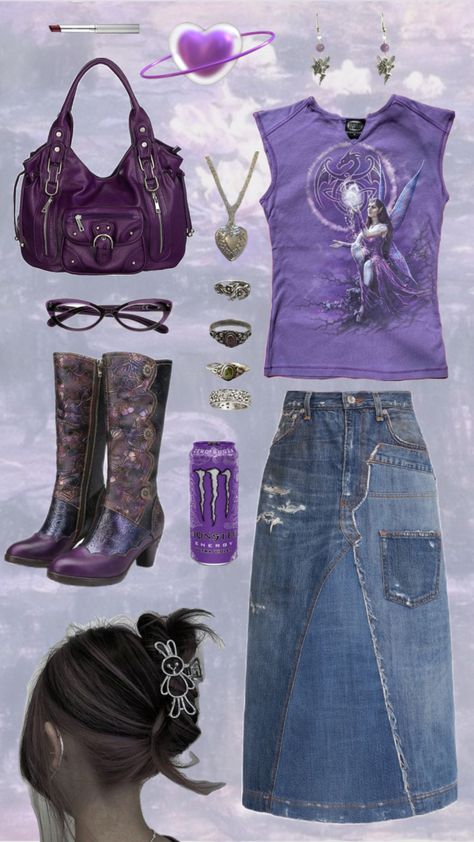 purple wizardy look #fashion #outfitideas #outfitinspo #y2k #purple Nana Clothes, Outfits Purple, Tiara Accessories, Downtown Outfits, Purple Outfits, Y2k Outfits, Boring Clothes, 2000s Fashion, Dream Clothes