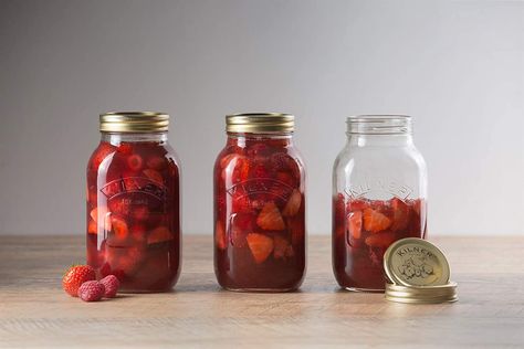 Give your kitchen an authentic feel with these glass Kilner jars. Ideal to fill with your favourite summer style fruits or smoothies! #homedecor #aesthetic #pinterestinspired #pinterestdecor #designinteriores #summer Pickled Fruit, Werthers Original, Kitchen Storage Canisters, Kilner Jars, Dry Food Storage, Fruit Preserves, Canning Jar, Storage Canisters, Canning Jars