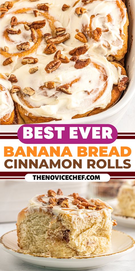 Banana Bread Cinnamon Rolls, Banana Bread Cinnamon, Bread Cinnamon Rolls, Monkey Breads, Pecan Cinnamon Rolls, Breakfast Coffee Cake, Bread Cinnamon, Cinnamon Roll Bread, Cinnamon Rolls Easy