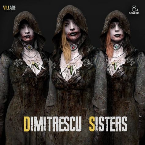 Re Village Sisters, Re8 Sisters, Lady Demetrius Daughters, Resident Evil Lady Dimitrescu Daughters, Resident Evil Costume Halloween, The Dimitrescu Sisters, Demitresque Sisters, Resident Evil Daughters, Resident Evil 8 Daughters