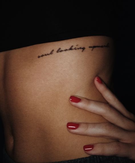 Rib Cage Tattoo, Rib Tattoos Words, Rib Tattoo Placements, Cage Tattoo, Small Rib Tattoos, Scripture Tattoos, Cage Tattoos, Rib Tattoos For Women, Ribcage Tattoo