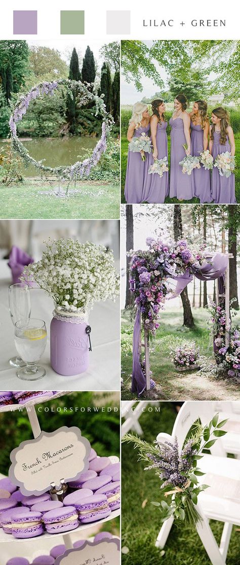 Lilac Wedding Themes, Lavender Wedding Theme, Wisteria Wedding, Purple And Green Wedding, Olive Green Weddings, Wedding Color Combinations, Wedding Color Scheme, Violet Wedding, Purple Wedding Theme