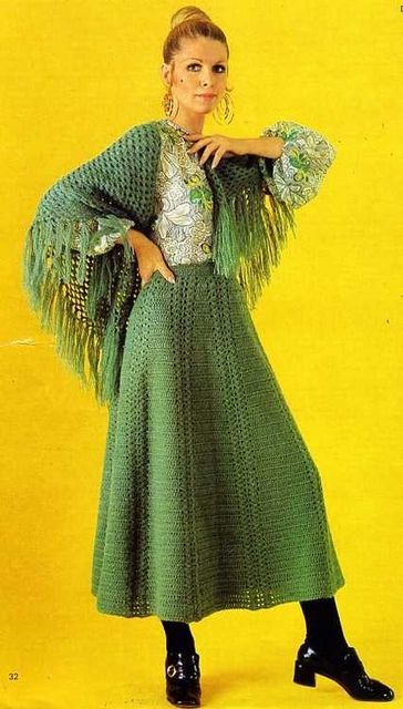 Vintage Fashion 70s, Vintage Crochet Dresses, Groovy Fashion, Vintage Needlework, 70 Fashion, Fashion 70s, 60s And 70s Fashion, Vintage Knitwear, Seventies Fashion