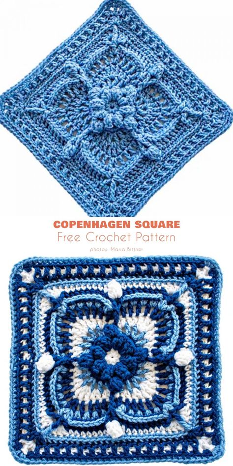 Crochet Square Ideas and Free Crochet Patterns - Your Crochet Crochet Solid Square Pattern Free, 9 Inch Granny Square Free Pattern, Crochet Large Squares Pattern Free, 12 In Crochet Squares Patterns Free, Copenhagen Crochet Square, Crochet Written Patterns English, Granny Square Crochet Pattern 2 Colors, Granny Square Crochet Pattern Thick Yarn, Afghan Granny Square Crochet Patterns