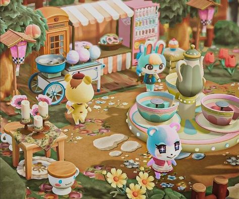 Acnh Landscaping, Bunny Island, Fairy Island, Carnival Design, Motif Acnl, Acnh Inspiration, Pink Island, Animal Crossing Wild World, Island Theme