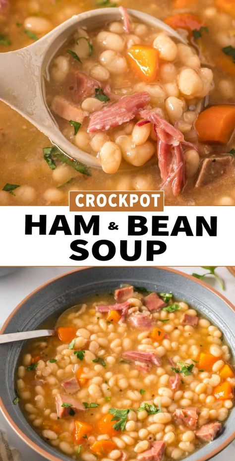 Crockpot Beans And Ham, Slow Cooker Smoked Ham, Best Crockpot Ham, Crockpot Ham And Bean Soup, Crockpot Ham And Beans, Bean Soups, Yummy Vegetables, Ham And Bean, Crockpot Soups