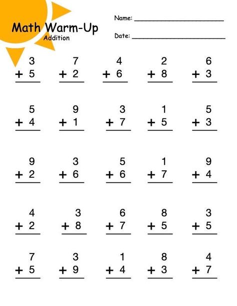 Math Learning Warm-Up Worksheet for Elementary Students. Use this quick, interactive mathematics worksheet for elementary students. Assign as homework for more learning or use in the classroom for an easy warmup. Digital download for reusability! Easy Math Worksheets, Math Fractions Worksheets, Kindergarten Math Worksheets Addition, Kindergarten Reading Activities, Math Sheets, Mathematics Worksheets, Math Learning, 1st Grade Math Worksheets, Math School