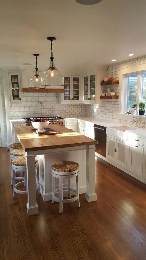 House Lights, Interior Dapur, Interior Boho, Farmhouse Kitchen Remodel, White Kitchen Remodeling, Kabinet Dapur, Kitchen Remodel Before And After, Diy Kitchen Decor, Kitchen Island Design