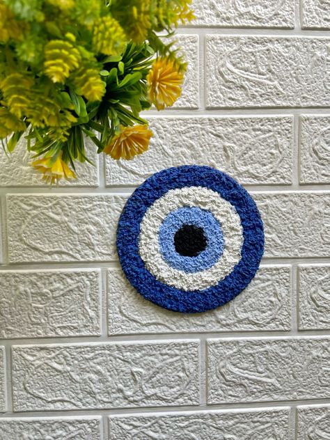 Crafters Unite: 15 DIY Projects to Spark Your Creativity Texture Painting On Paper, Evil Eye Textured Art, Evil Eye Craft Ideas, Evil Eye Wall Hanging Diy, Evil Eye Diy Wall Hangings, Diy Evil Eye Decor, Canvas Drawing Easy, Wall Hanging Painting Ideas, Evil Eye Crafts