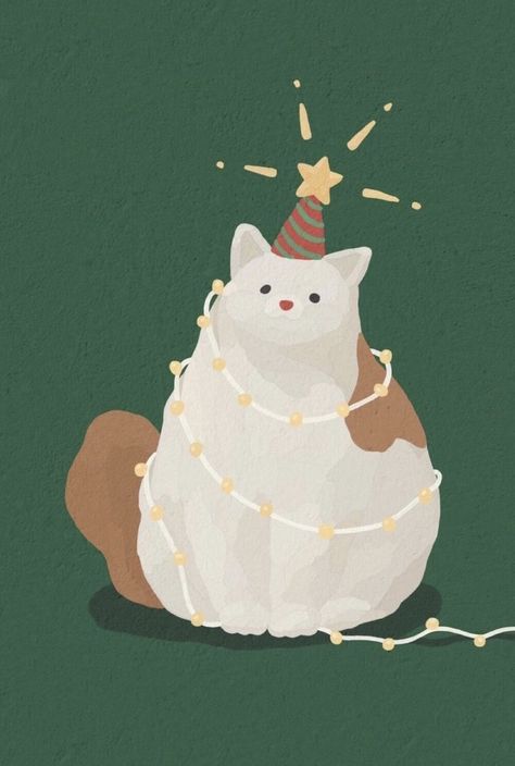 Artwork Creative, Cat Christmas, White Cat, Art Artwork, Doodle Art, Wallpapers, Design