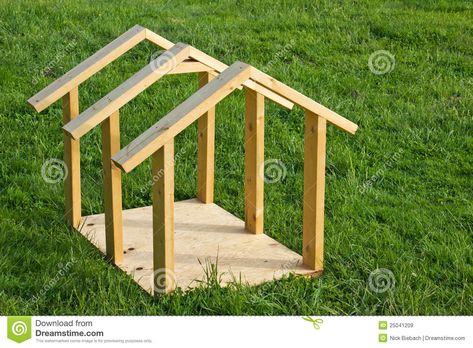 Easy-Build Dog House Plans | Dog House Wood Frame Royalty Free Stock Images - Image ... Dog Houses For Big Dogs, Homemade Dog House, Easy Dog House, Pallet Dog House, Small Dog House, House Frame, Build A Dog House, Niche Chat, Wooden Dog Kennels