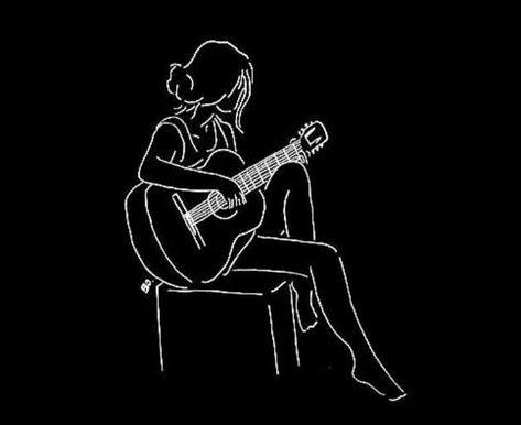 Girl With Guitar, Guitar Wallpaper, Butterfly Video, Guitar Drawing, Inspirational Quotes Background, Line Art Images, Playing The Guitar, Whatsapp Profile Picture