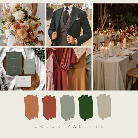 Modern Earth Tone Wedding, Earth Tone Color Palette Wedding, Autumn Wedding Color Palette, Colour Palette Wedding, Earth Tone Wedding, Earth Tone Color Palette, Fall Wedding Color Palette, Earth Tone Color, Wedding Colour