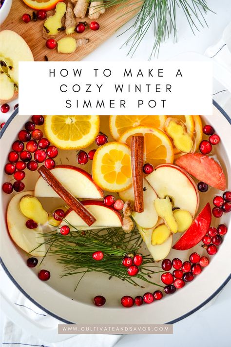 This simmer pot is a fun way to celebrate Yule, the winter solstice, the New Year, or any other time you want to create a cozy vibe. It's also a great way to clear stagnant energy and set intentions or manifestations. Yule Simmer Pot Recipes, Yule Simmer Pot, Winter Simmer Pot, Celebrate Yule, Simmer Pots, Simmer Pot Recipes, Cranberry Salsa, Stagnant Energy, Simmer Pot