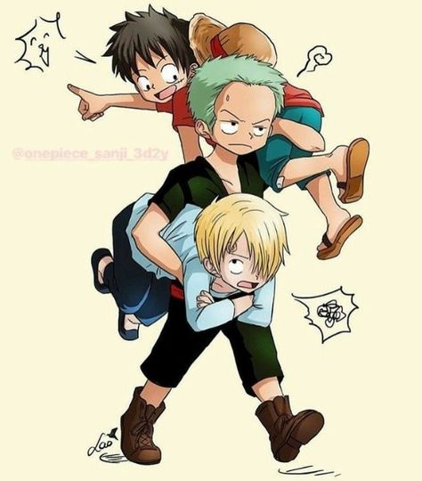 Zoro, Luffy, Sanji, The Monster Trio, cute, young, childhood, carrying, funny, text; One Piece One Piece Fairy Tail, Anime Disney, رورونوا زورو, One Piece Photos, One Piece Tattoos, One Piece Crew, One Piece Wallpaper Iphone, One Piece Ace, One Piece Funny