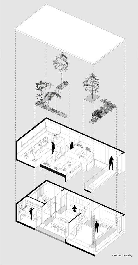 Gallery of Muxin Office / Muxin Studio - 26 Architecture Design Presentation, Axonometric Drawing, Architecture Presentation Board, Architecture Panel, Interior Design Presentation, Architecture Concept Diagram, Architecture Design Sketch, Architecture Collage, Architecture Graphics