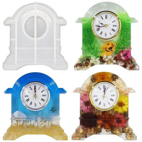 Resin Clock Molds, Table Clock Mold For Resin, Mantel Silicone Molds Kit For Epoxy Resin Casting, Diy Home Decor Christmas Gift With 2 Clock Faces - Temu Diy Jewelry Tray, Resin Clock, Clock Faces, Home Decor Christmas Gifts, Mold For Resin, Mold Kit, Casting Resin Molds, Resin Painting, Casting Jewelry