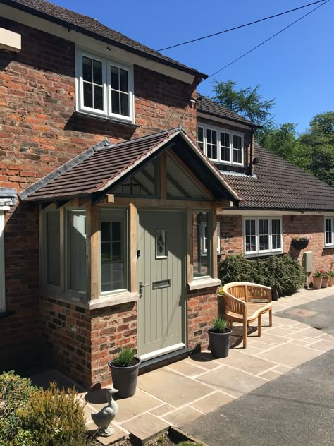 Cottage Porch Extension, Boot Room Extension Exterior, Outdoor Parcel Box Ideas, Built On Porch Ideas, Porch Ideas Exterior Uk, Brick Porch Ideas Uk, External Porch Ideas, Extention House Ideas, Uk Porch Ideas