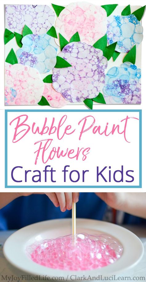 Bubble Paint Flowers Craft for Kids - My Joy-Filled Life Bubble Paint, Bubble Painting, Kids Bubbles, Flowers Craft, Spring Preschool, Diy Ostern, Spring Crafts For Kids, Spring Blossoms, Harry Potter Crafts