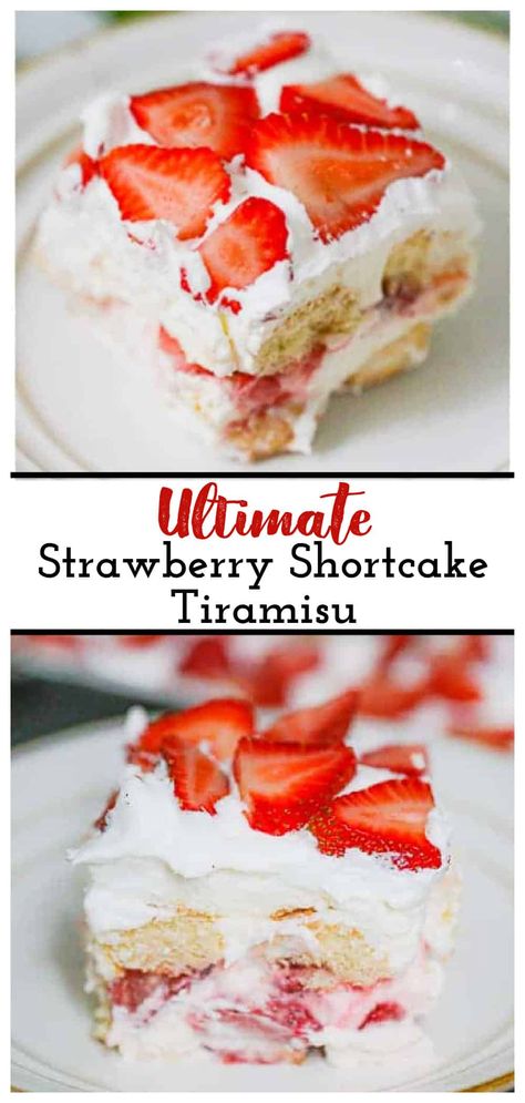 Aesthetic Strawberry Cake, Strawberry Cake Decorations, Whipped Cream Filling, Mascarpone Whipped Cream, Italian Tiramisu, Strawberry Tiramisu, Layered Dessert, Strawberry Shortcake Cake, Recipe Strawberry